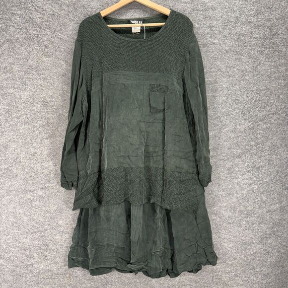 Dresses & Skirts - WR II Skirt Suit Women 18 Plus Gray Rayon Long Sleeve Pockets A-Line Midi Casual